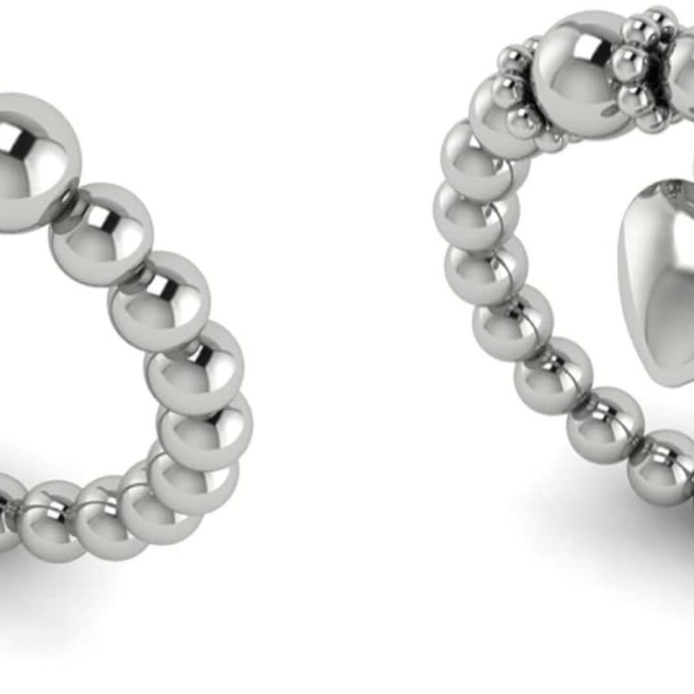 Beaded Ring Stretch Elasticated Stacking 925 Ster… - image 1